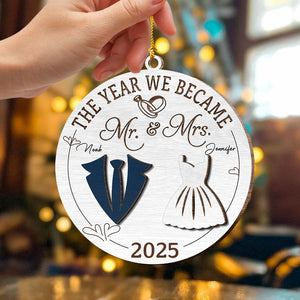 The Year We Became Mr And Mrs Layer Wooden Ornament Gift For Couples TH10 894831