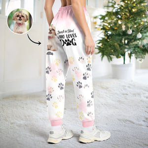 Custom Photo Just A Girl Who Loves Dogs Personalized Sweatpants TH10 894955