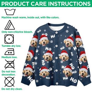 Custom Puppy Photo Ho Ho Ho Chritsmas Cardigan Gift For Pet Lovers CH07 899906