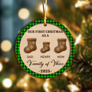 First Christmas As A Family Christmas Stockings - Personalized 2-Layered Wooden Ornament CH07 899338