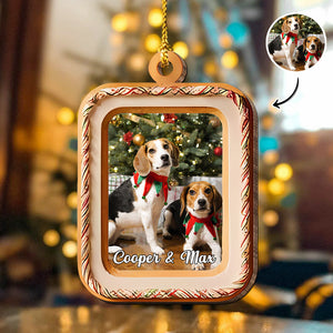 Custom Cute Pet Photo With Bow Christmas Gift Wooden Ornament LM32 897341