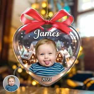 Custom Kid Photo Heart Shaped Acrylic Ornament Christmas Gift For Family CH07 896788