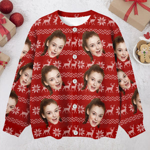 Custom Face Photo With Christmas Pattern Ugly Cardigan CH07 899820
