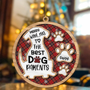 Merry Woof-Mas To The Best Dog Mom Personalized 2-Layered Wooden Ornament CH07 896894