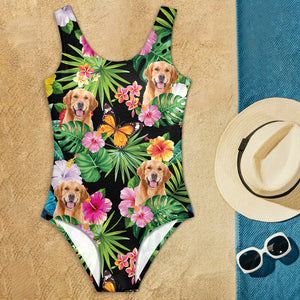Custom Dog Photo With Tropical Pattern Swimsuit Summer Party Gift LM32 893671
