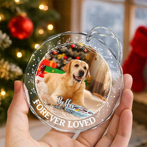 Custom Photo Forever Loved Christmas Glass Ornament Memorial Gift For Dog Lovers TH10 896403