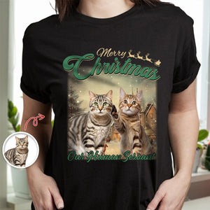 Merry Christmas My Human Servant Custom Funny Cat Photo Shirt CH07 896290