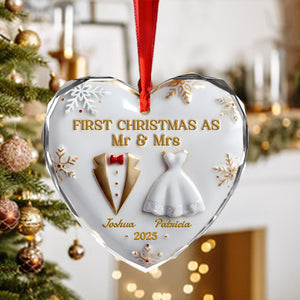 Our First Christmas Together Heart Glass Ornament Personalized Wedding Anniversary Christmas Ornament CH07 896944