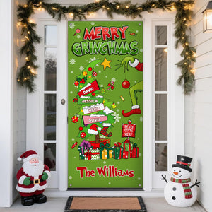 Custom Family Name Merry Grinchmas Funny Door Cover Christmas Decor CH07 899966