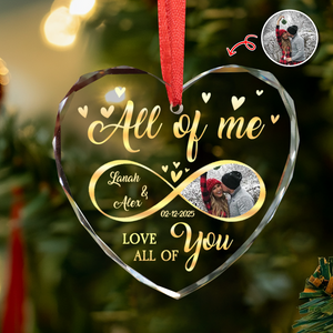 Custom Photo All Of Me Loves All Off You Couple Heart Shape Glass Ornament HA75 892836