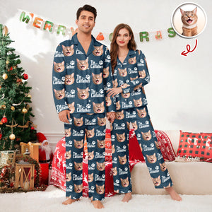 Custom Puppy Photo The Cat Father with Pawprints Design - Personalized Pajamas LM32 895755