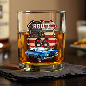 Custom Photo Route US 66 Car Print Whiskey Glass HA75 898094