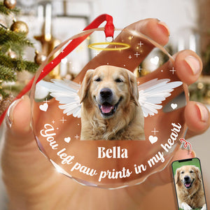 Custom Photo You Left Paw Prints In Our Hearts Personalized Glass Ornament Gift For Dog Lovers CH07 896392