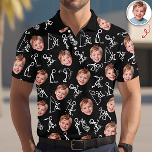 Custom Funny Face Minimalist Golf Pose Polo Shirt Gift For Golfer, Golf Lovers LM32 897617