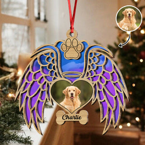 Custom Dog Photo You Were My Angel Memorial 2 Layers Wooden Ornament LM32 895875