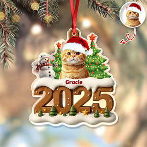 Custom Cat Photo Cozy Xmas Crew Acrylic Ornament Personalized Gift For Christmas HO82 900134