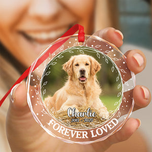 Custom Photo Forever Loved Christmas Glass Ornament Memorial Gift For Dog Lovers TH10 896403