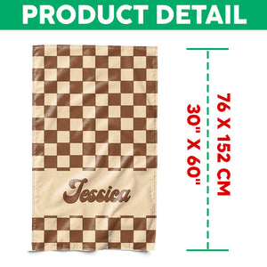 Personalized Name Checkered Pattern Beach Towels Vacation Gift HO82 894236