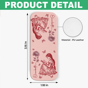 Birth Flower Book Lovers Toile De Jouy - Personalized Leather Magnetic Bookmark CH07 899540