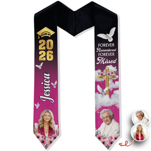 Custom Photo In Loving Memory Family - Class Of 2026 Graduation Stoles Keepsake LM32 897691