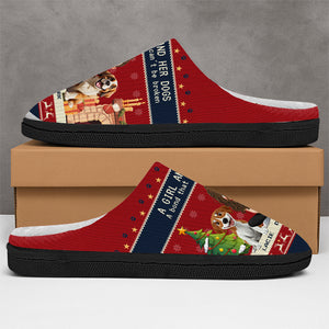 Personalized A Girl And Her Dog Slipper For Dog Lover TH10 896335