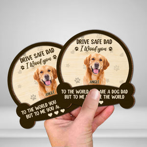 Custom Photo Drive Safe Mom Dad, You Are The World 2 Layered Car Visor Clip CH07 895926