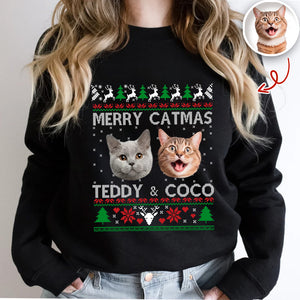 Custom Cat Photo Ugly Christmas Sweatshirt For Cat Lovers TH10 896379