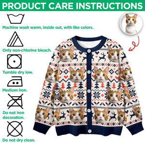 Custom Cat Photo Ugly Cardigan Gift For Cat Lovers LM32 897127