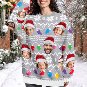 Custom Funny Face Photo Xmas Leds Family Ugly Sweater HO82 900076