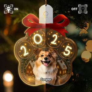 Custom Cute Dog Photo Personalized Dog Paw Christmas Led Ornament CH07 896778