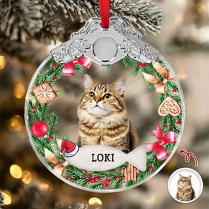 Custom Photo Cat Metal Glass Ornament For Christmas HA75 897180