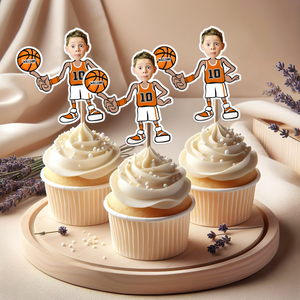 Custom Funny Face Basketball Party Decoration Cupcake Toppers LM32 893187