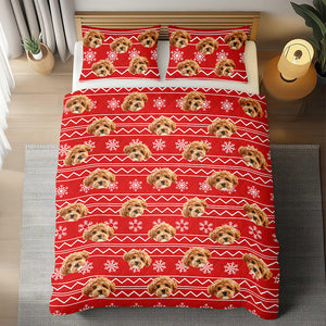 Custom Photo Dog With Christmas Pattern Quilt Bedding Set HA75 898228