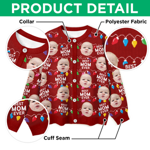 Custom Funny Kids Photo Best Mommy Daddy Ever Christmas Light Cardigan CH07 899838