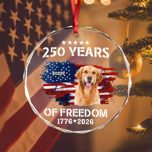 Custom Dog Photo American 250th Anniversary Glass Ornament LM32 895189