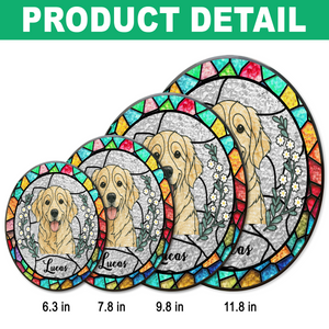 Custom Dog Portrait Photo With Sunflower Memorial Stained Glass Suncatcher, Sympathy Gifts, Pet Loss Gift HO82 894330