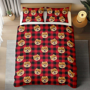 Custom Photo Dog With Christmas Pattern Quilt Bedding Set HA75 898228