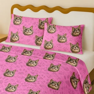 Custom Photo Dog Cat With Paw Quilt Bedding Set HO82 900714