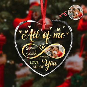 Custom Photo All Of Me Loves All Off You Couple Heart Shape Glass Ornament HA75 892836