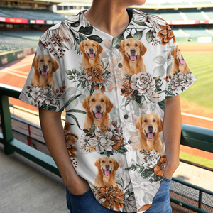 Custom Dog Photo Hawaiian Style Baseball Jersey Shirt For Dog Lovers HO82 894260