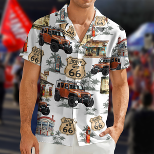 Custom Car Photo Rout 66 Authentic Hawaiian Shirt TH10 892551
