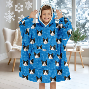 Custom Photo Cat Pattern Hoodie Blanket HA75 898280