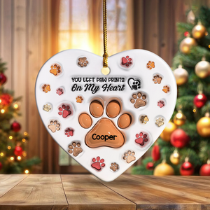 You Left Paw Prints On My Heart 3D Inflated Effect Heart Shaped Ceramic Ornament Personalized Gift HA75 897182