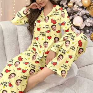 Custom Face Photo I Love You Cute Hearts Pajamas Perfect Gift for Couples LM32 897413
