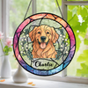 Custom Dog Portrait Photo With Sunflower Memorial Stained Glass Suncatcher, Sympathy Gifts, Pet Loss Gift HO82 894330