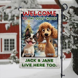Custom 3D Cute Dog Welcome To The Dog House Decorative Personalized Garden Flag HA75 897936