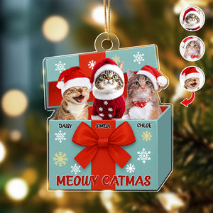 Custom Cat Photo Meowy Catmas Acrylic Ornament Gift For Cat Lovers HO82 900010