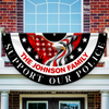 Custom Family Name American Flag Thin Blue Line Eagle Back Non-Pleated Fan Flag LM32 897803