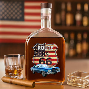 Custom Photo Route US 66 Car Whiskey Bottle HA75 897812