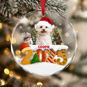 Custom Dog Christmas Cake Crew Photo - Personalized Glass Ornament CH07 899976